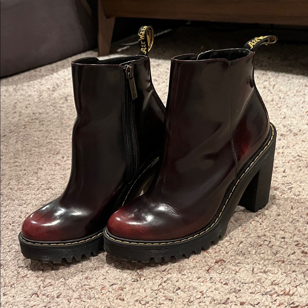 Dr Martens Magdalena Arcadia Heeled Chelsea Boots Cherry Red